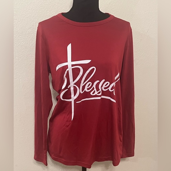 Tops - Blessed Dark Red Long Sleeve T-Shirt Size M